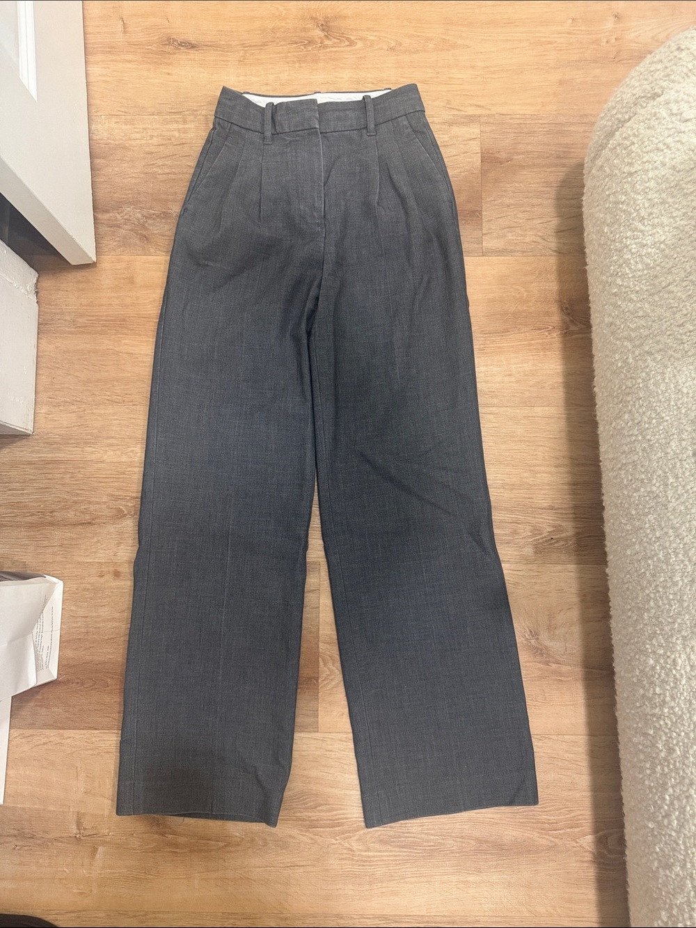 Aritizia High-Waist Wide-Leg Dress Pants - Charcoal Gray